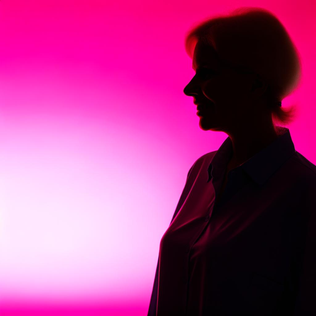 Silhouette of a white woman with a pink background-1
