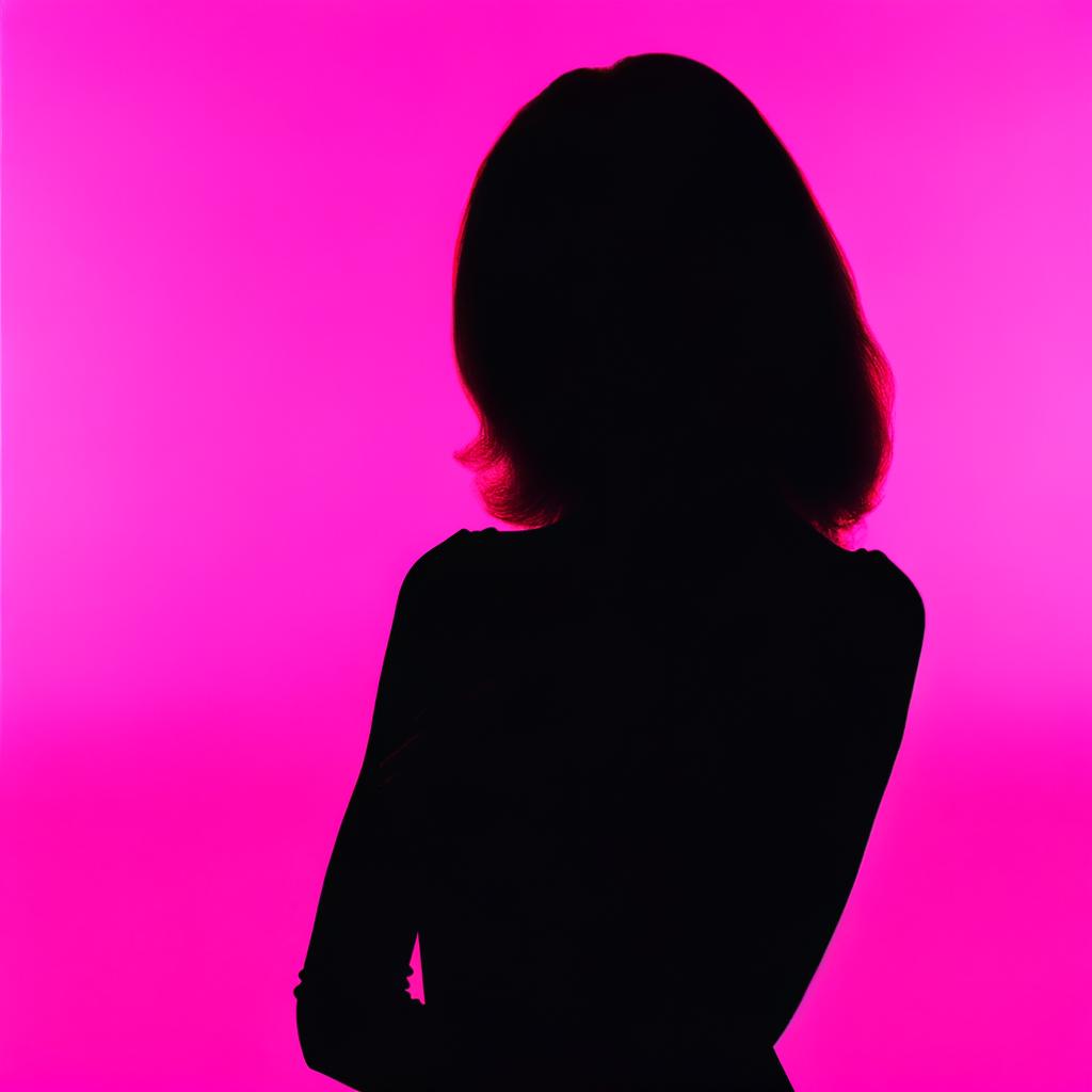 Silhouette of a white woman with a pink background